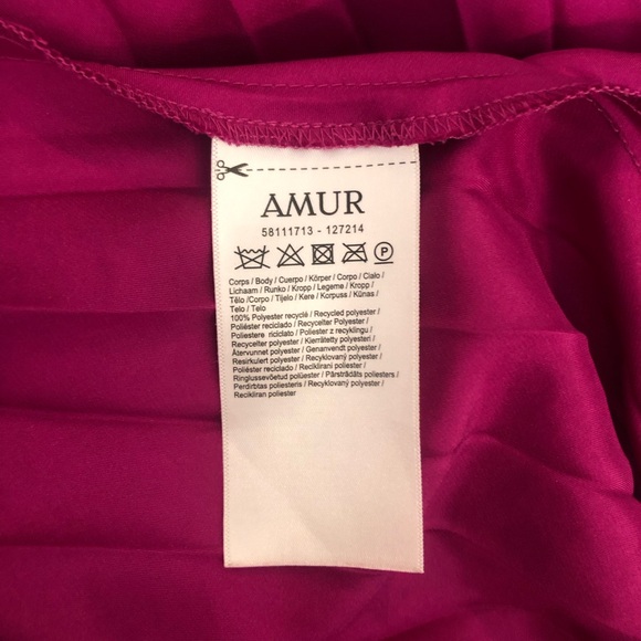 Amur magenta purple Khari one shoulder pleated pink maxi gown dress size 8 $698 - Picture 12 of 12